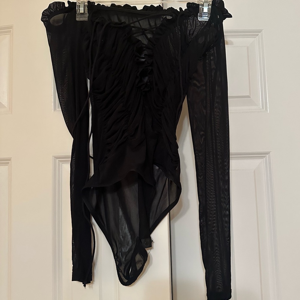 Mesh off the shoulder bodysuit